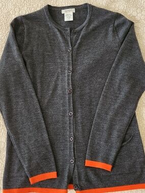 Bartolini Dark Gray Cardigan with Orange Trim